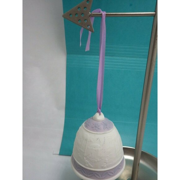 Lladro 1993 Christmas Bell Ornament Baby Jesus White Lavender - Picture 3 of 11